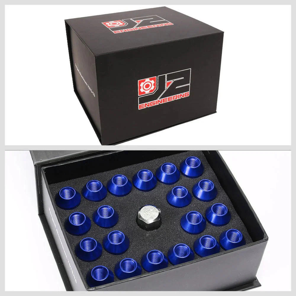 J2 Engineering Lug Nuts (M12 x 1.25) 20 Piece Set With Open Knurled End - Black / Blue / Red - Image 26