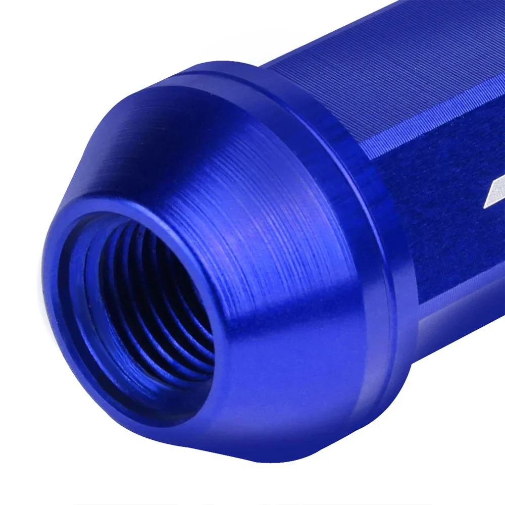 J2 Engineering Lug Nuts (M12 x 1.25) 20 Piece Set With Open Knurled End - Black / Blue / Red - Image 3