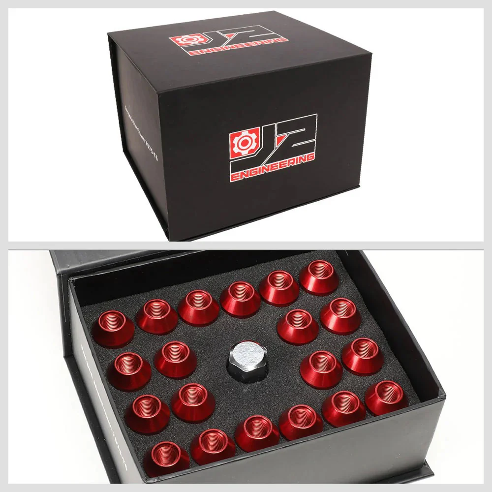 J2 Engineering Lug Nuts (M12 x 1.25) 20 Piece Set With Open Knurled End - Black / Blue / Red - Image 32