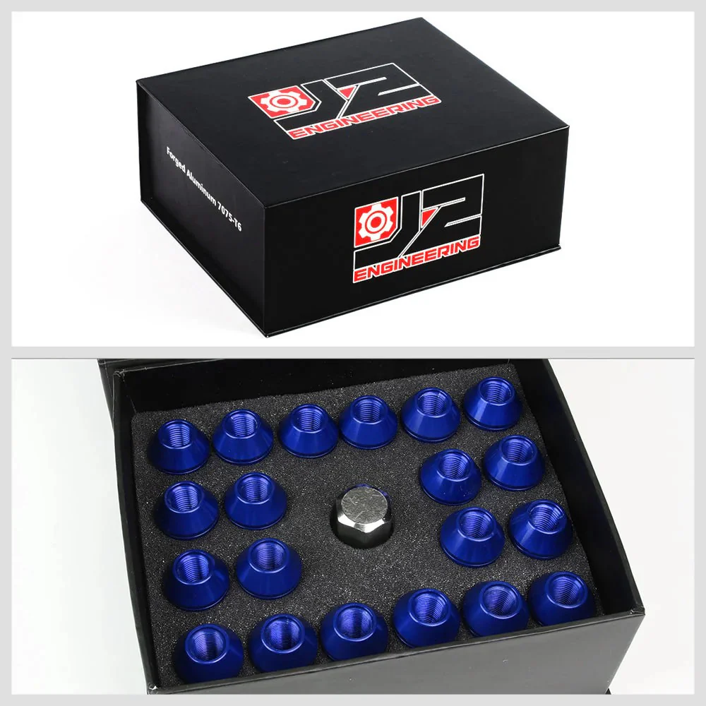 J2 Engineering Lug Nuts (M12 x 1.25) 20 Piece Set With Open Knurled End - Black / Blue / Red - Image 44