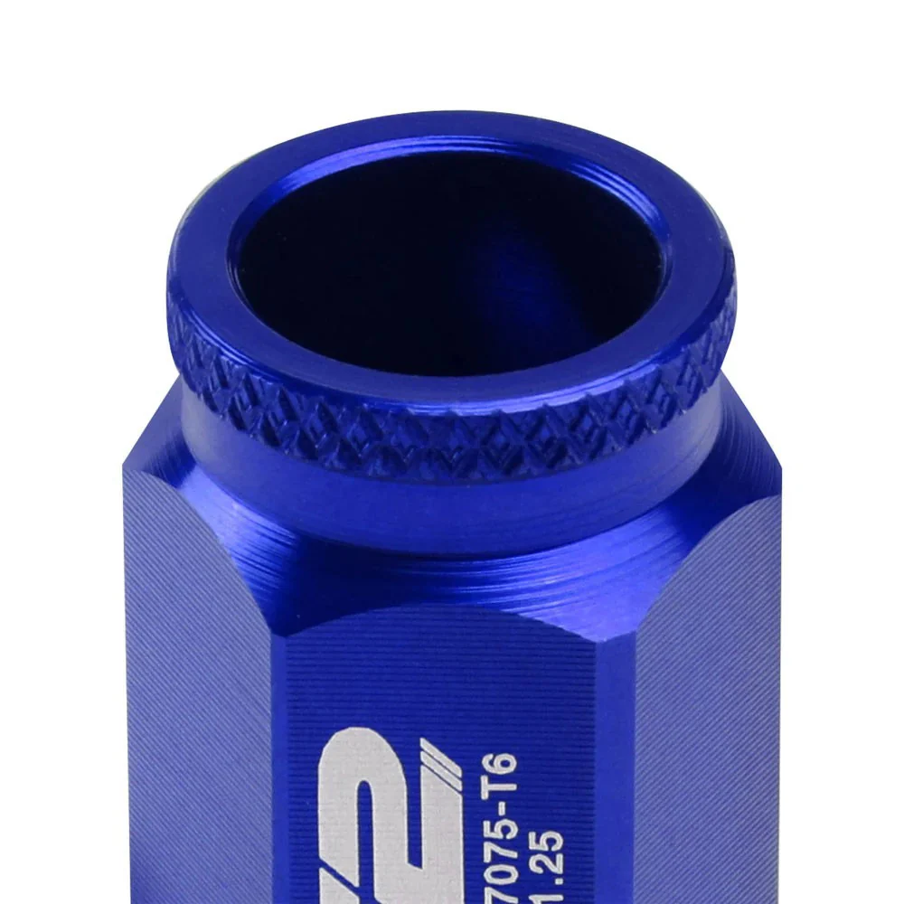 J2 Engineering Lug Nuts (M12 x 1.25) 20 Piece Set With Open Knurled End - Black / Blue / Red - Image 5