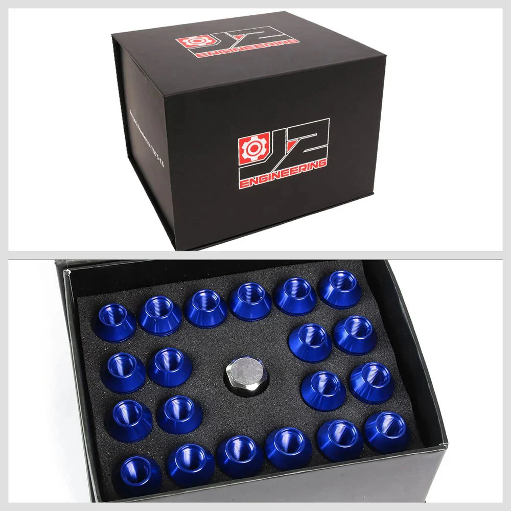 J2 Engineering Lug Nuts (M12 x 1.25) 20 Piece Set With Open Knurled End - Black / Blue / Red - Image 62