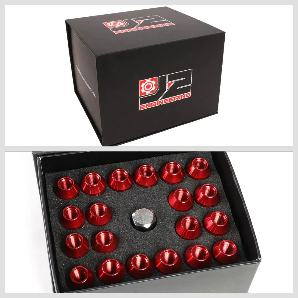 J2 Engineering Lug Nuts (M12 x 1.25) 20 Piece Set With Open Knurled End - Black / Blue / Red - Image 68