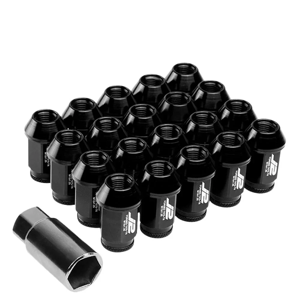 J2 Engineering Lug Nuts (M12 x 1.25) 20 Piece Set With Open Knurled End - Black / Blue / Red - Image 7