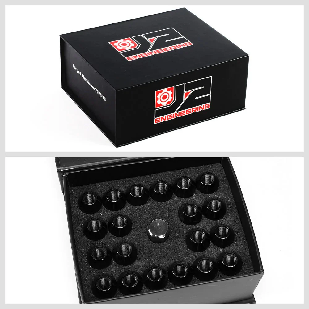 J2 Engineering Lug Nuts (M12 x 1.25) 20 Piece Set With Open Knurled End - Black / Blue / Red - Image 74