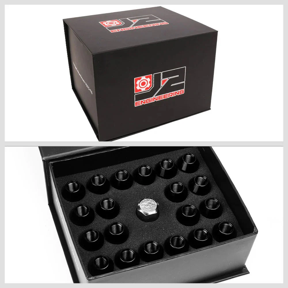 J2 Engineering Lug Nuts (M12 x 1.25) 20 Piece Set With Open Knurled End - Black / Blue / Red - Image 8