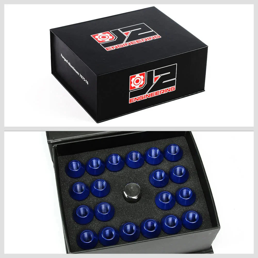 J2 Engineering Lug Nuts (M12 x 1.25) 20 Piece Set With Open Knurled End - Black / Blue / Red - Image 80
