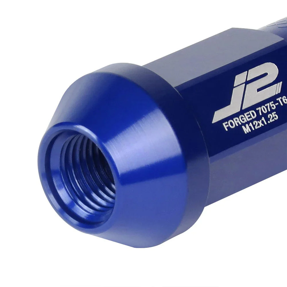 J2 Engineering Lug Nuts (M12 x 1.25) 20 Piece Set With Open Knurled End - Black / Blue / Red - Image 81