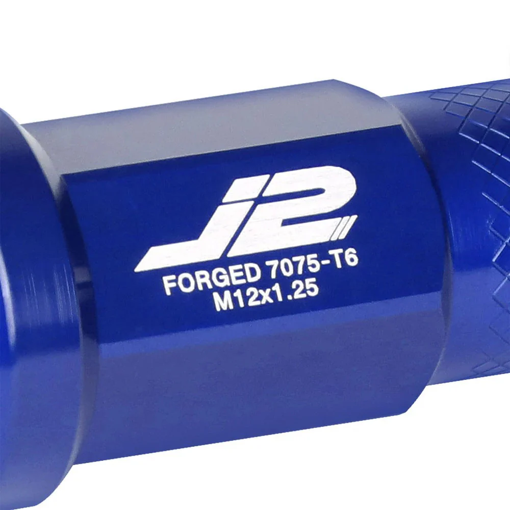J2 Engineering Lug Nuts (M12 x 1.25) 20 Piece Set With Open Knurled End - Black / Blue / Red - Image 82