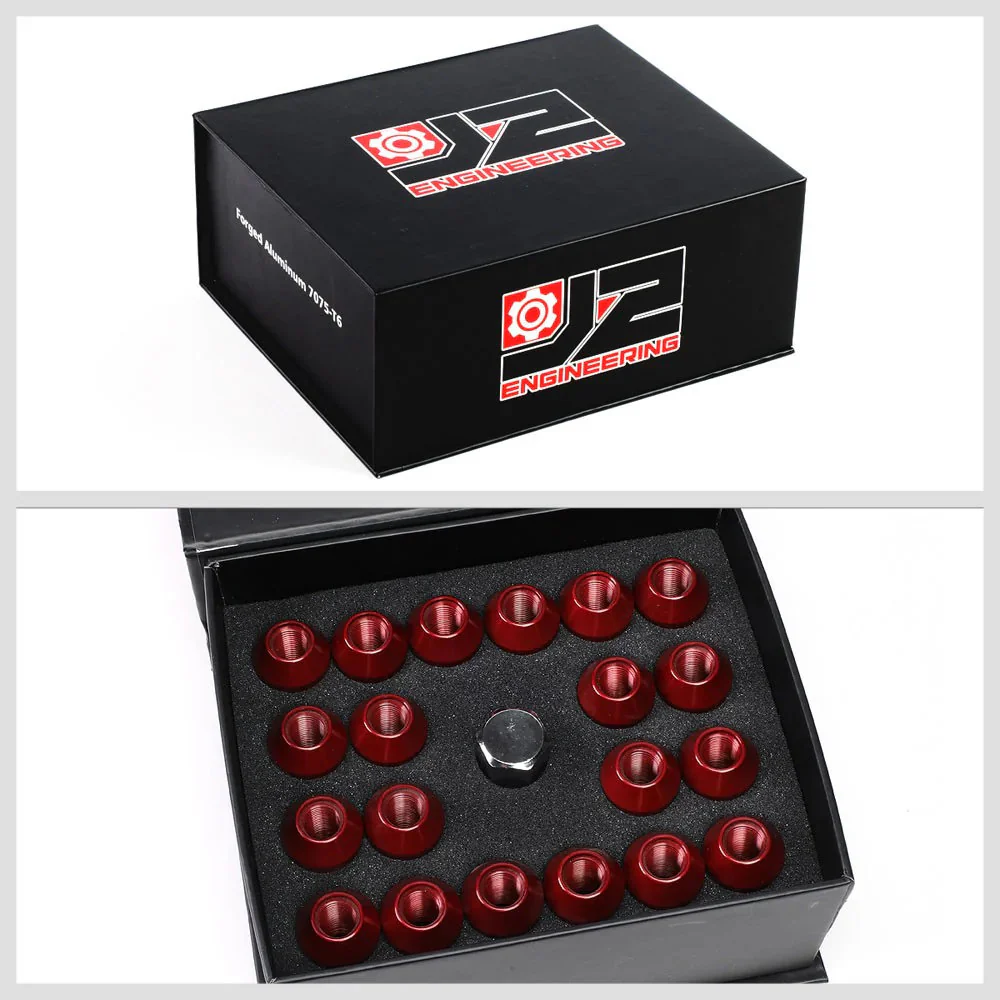 J2 Engineering Lug Nuts (M12 x 1.25) 20 Piece Set With Open Knurled End - Black / Blue / Red - Image 86