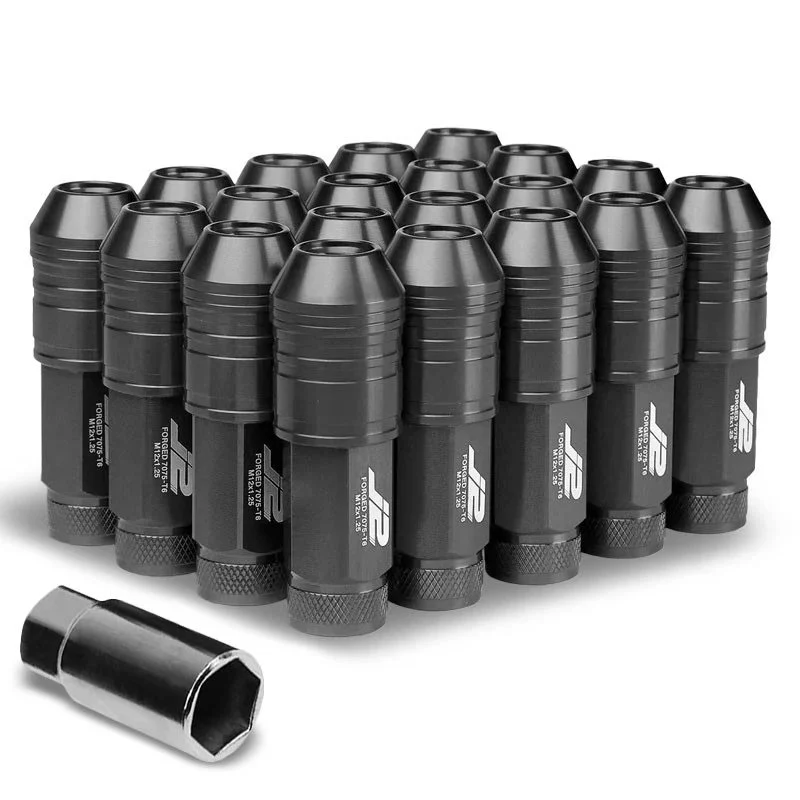 J2 Engineering Lug Nuts (M12 x 1.25) 20 Piece Set With Open Knurled End - Black / Blue / Red - Image 91