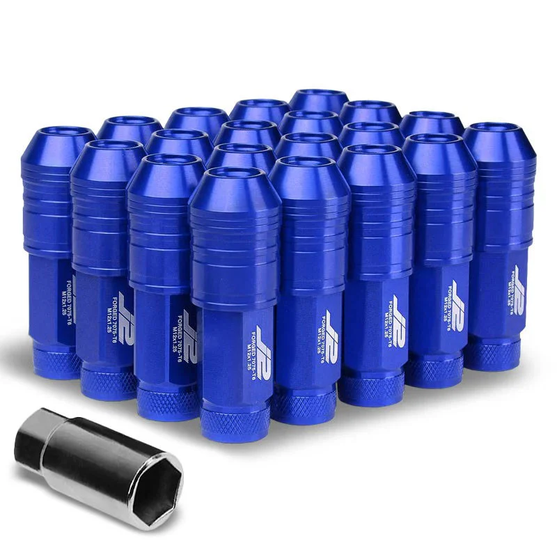 J2 Engineering Lug Nuts (M12 x 1.25) 20 Piece Set With Open Knurled End - Black / Blue / Red - Image 97