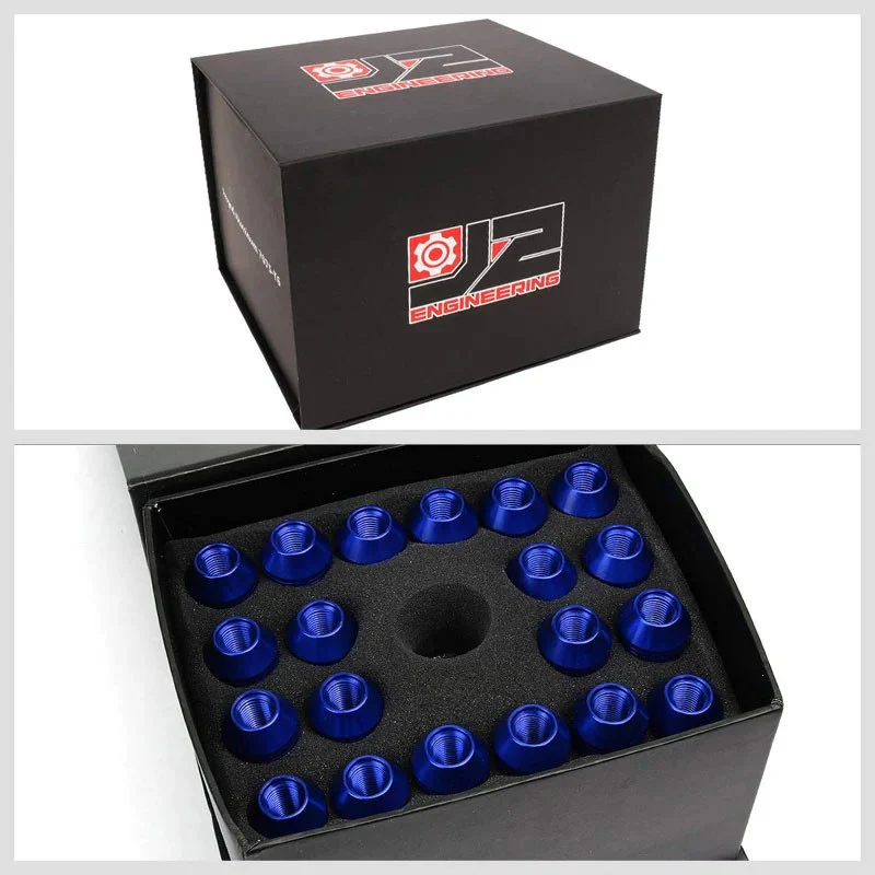J2 Engineering Lug Nuts (M12 x 1.25) 20 Piece Set With Open Knurled End - Black / Blue / Red - Image 98