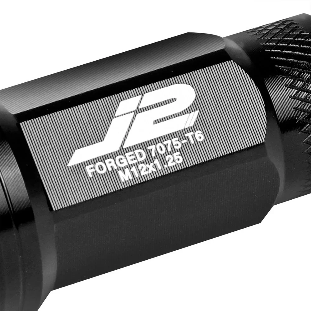 J2 Engineering Lug Nuts (M12 x 1.25) 20 Piece Set With Open Knurled or Triple Groove End - Black / Blue / Red - Image 4