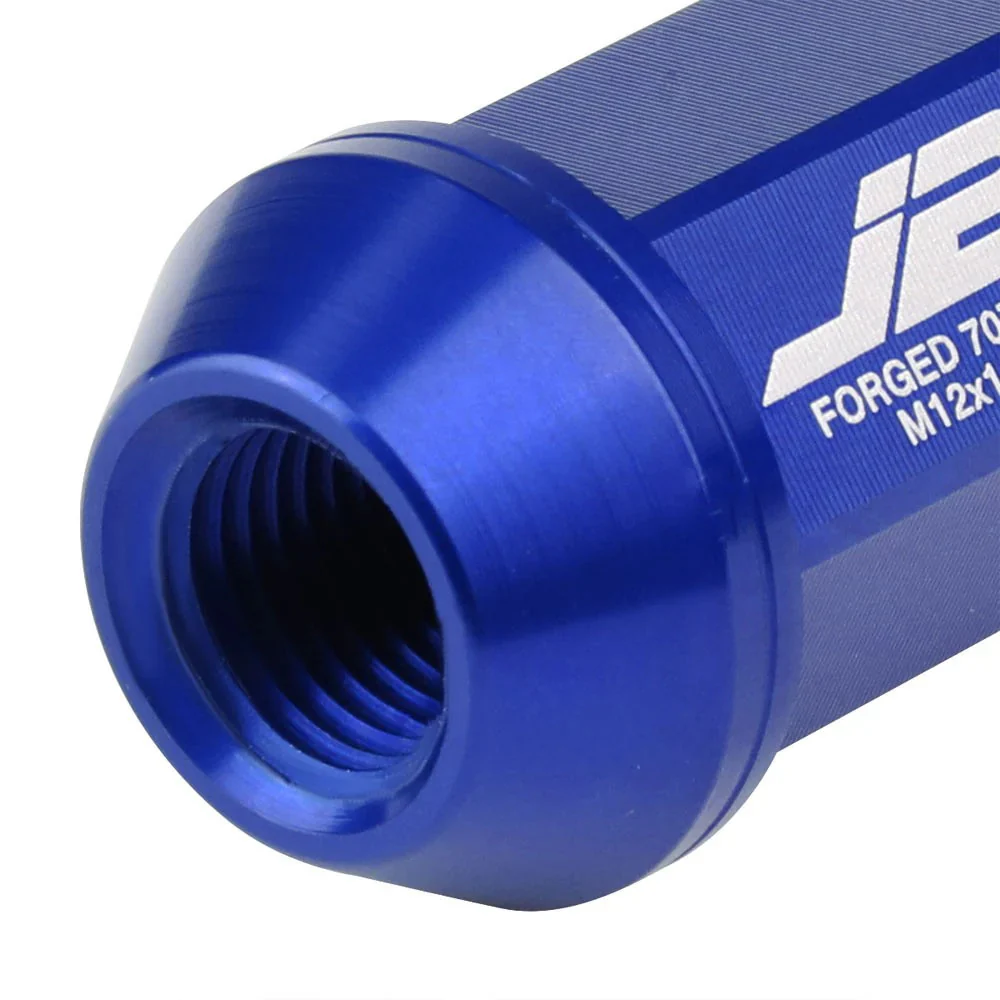 J2 Engineering Lug Nuts (M12 x 1.25) 20 Piece Set With Open Vertical Knurled Ring End - Black / Blue / Red - Image 15