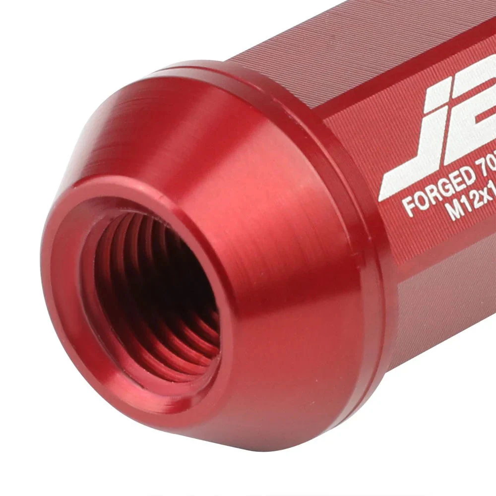 J2 Engineering Lug Nuts (M12 x 1.25) 20 Piece Set With Open Vertical Knurled Ring End - Black / Blue / Red - Image 3