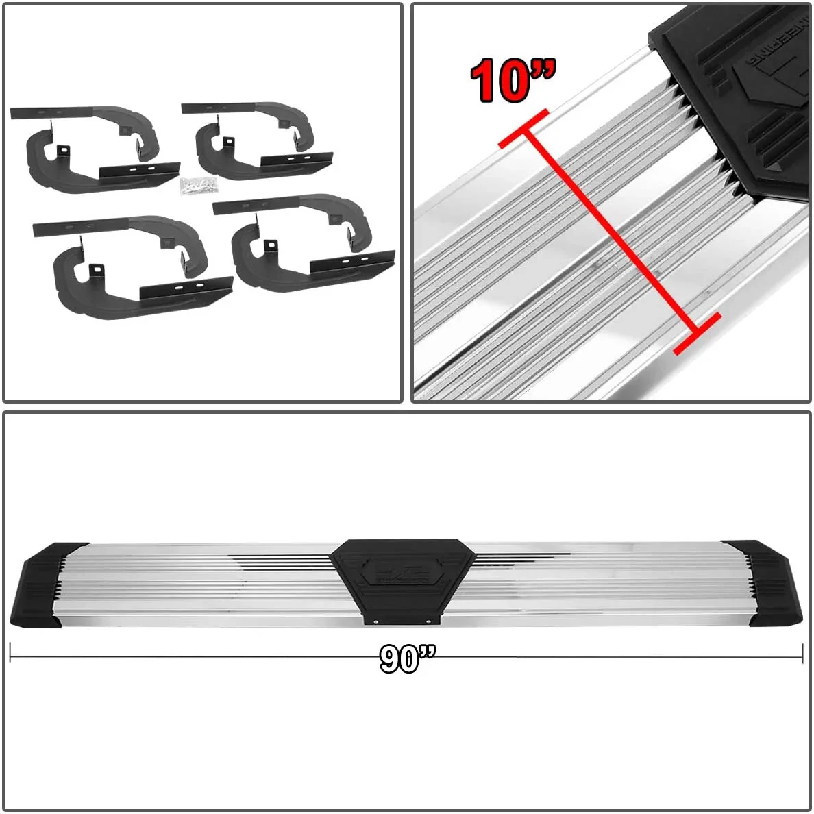 J2 Engineering Running Boards for Chevy Silverado / GMC Sierra (2019-2021) 10" Side Step Black or Chrome - Image 3