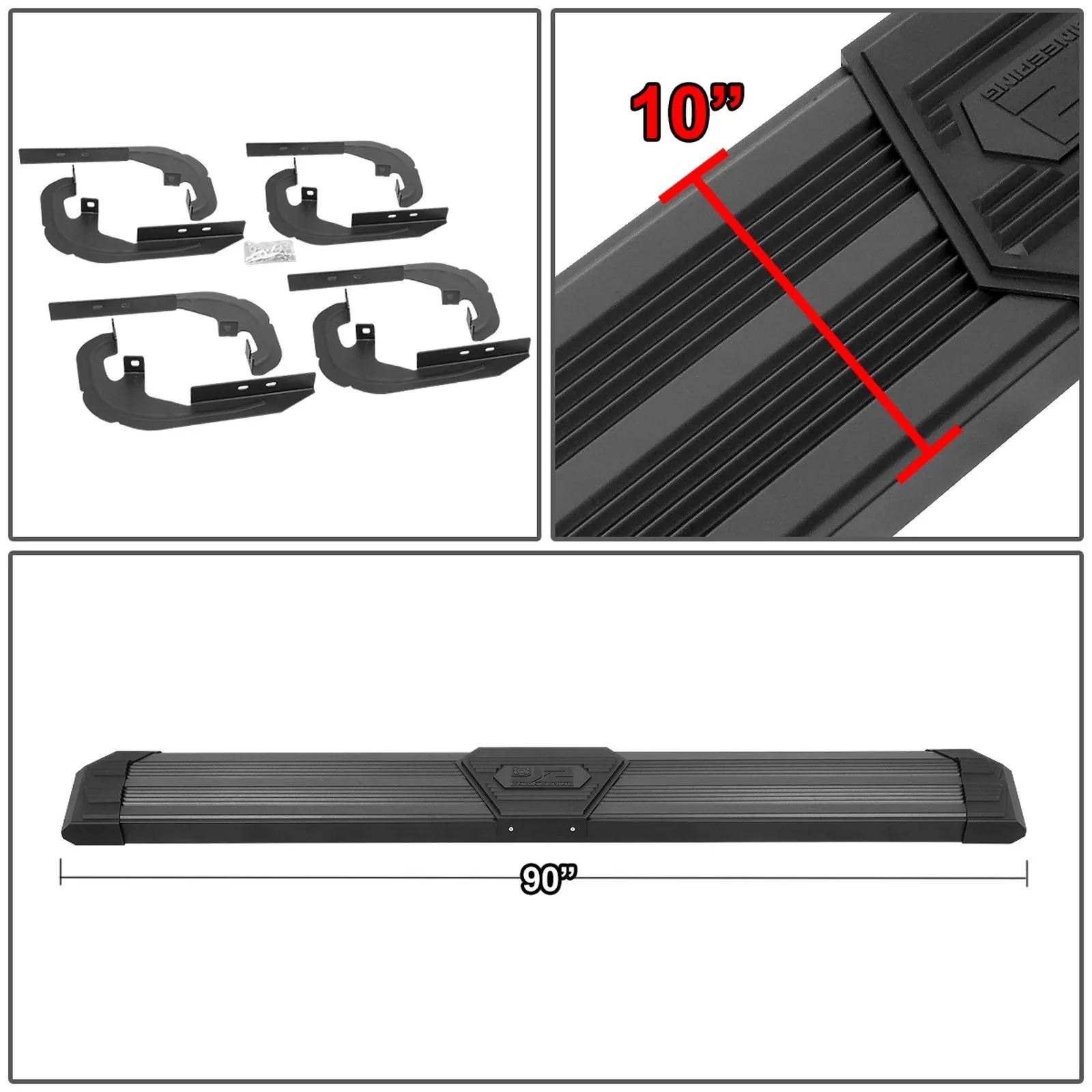 J2 Engineering Running Boards for Chevy Silverado / GMC Sierra (2019-2021) 10" Side Step Black or Chrome - Image 7