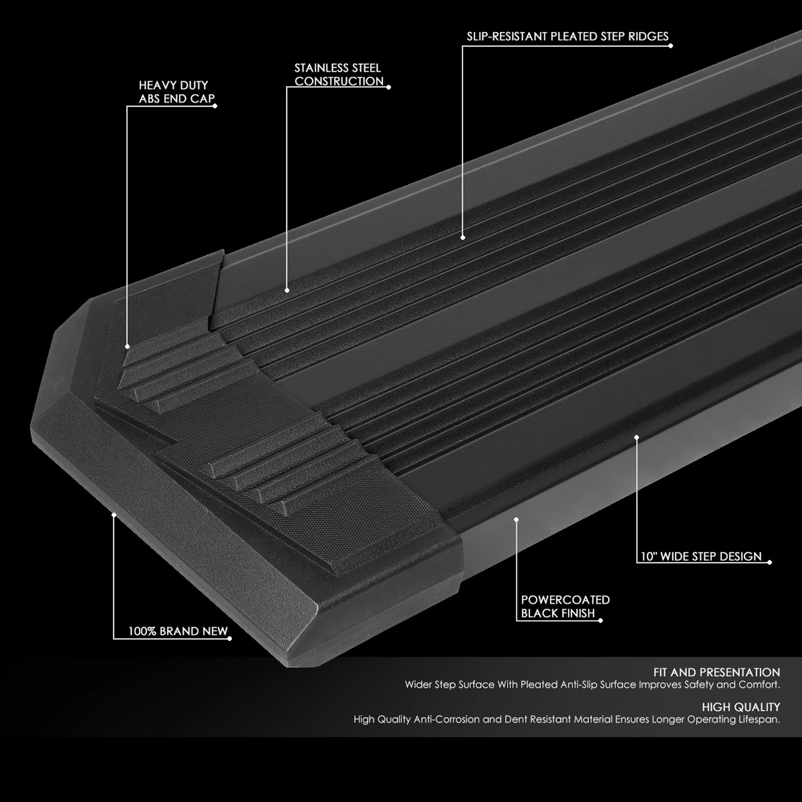 J2 Engineering Running Boards for Chevy Silverado / GMC Sierra (2019-2021) 10" Side Step Black or Chrome - Image 8