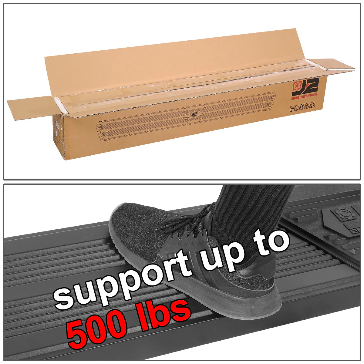 J2 Engineering Running Boards for Ford F150 (2015-2022) 10" Side Step Black or Chrome - Image 5