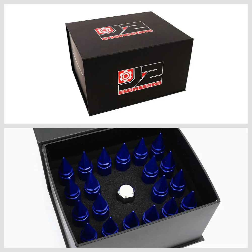 J2 Engineering Spike Lug Nuts (M12 x 1.25) 20 Piece Set With Open End - Black / Blue / Red (Copy) - Image 2