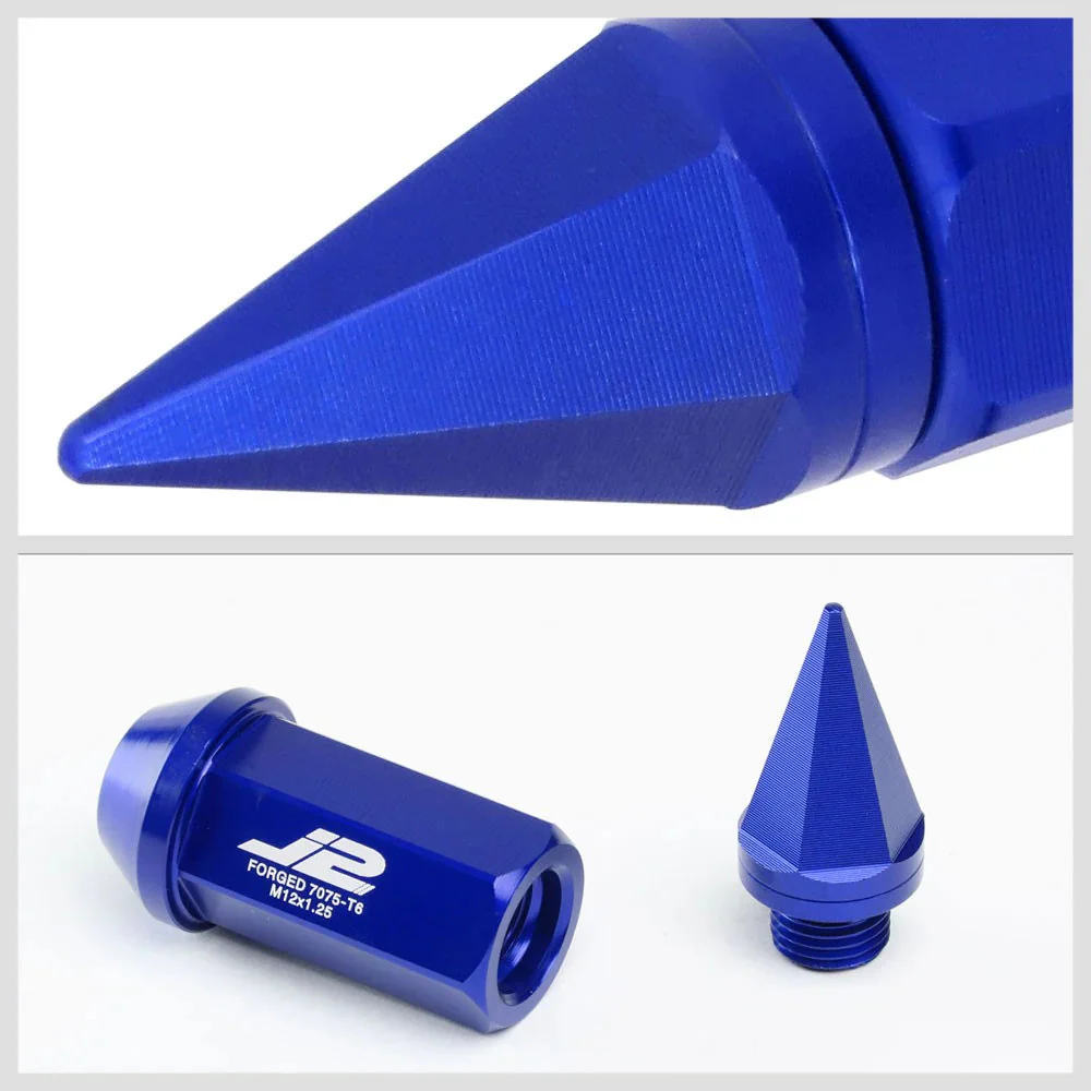 J2 Engineering Spike Lug Nuts (M12 x 1.25) 20 Piece Set With Open End - Black / Blue / Red (Copy) - Image 3