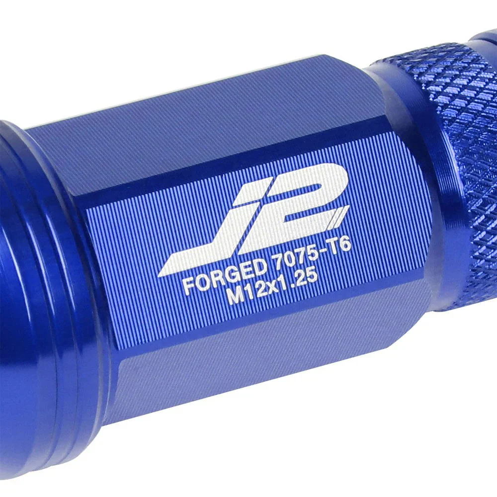J2 Engineering Spiked Lug Nuts (M12 x 1.25) 20 Piece Set With Open Knurled End - Black / Blue / Red - Image 13