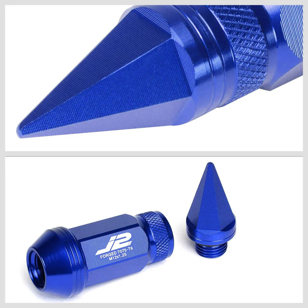 J2 Engineering Spiked Lug Nuts (M12 x 1.25) 20 Piece Set With Open Knurled End - Black / Blue / Red - Image 14
