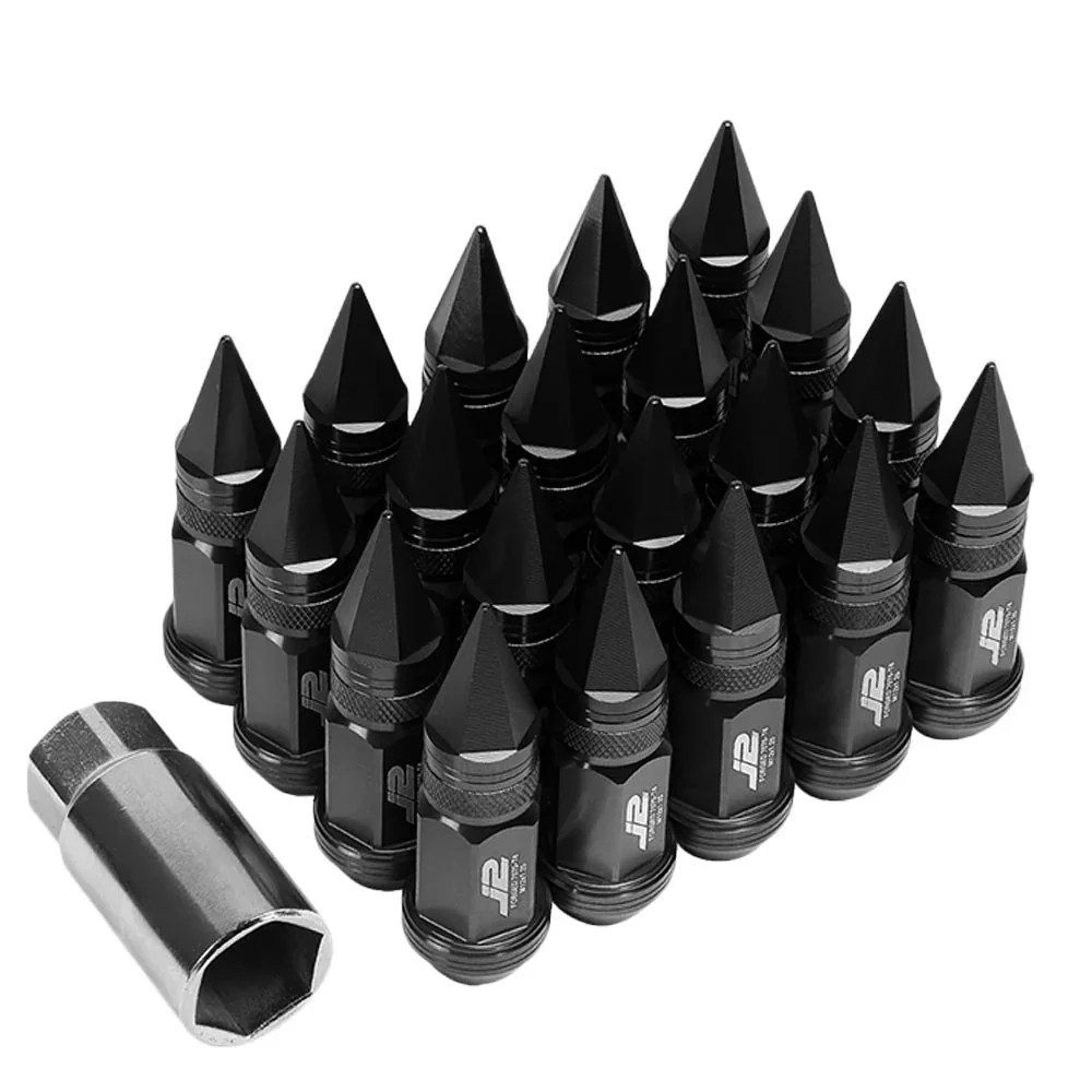 J2 Engineering Spiked Lug Nuts (M12 x 1.25) 20 Piece Set With Open Knurled End - Black / Blue / Red - Image 6
