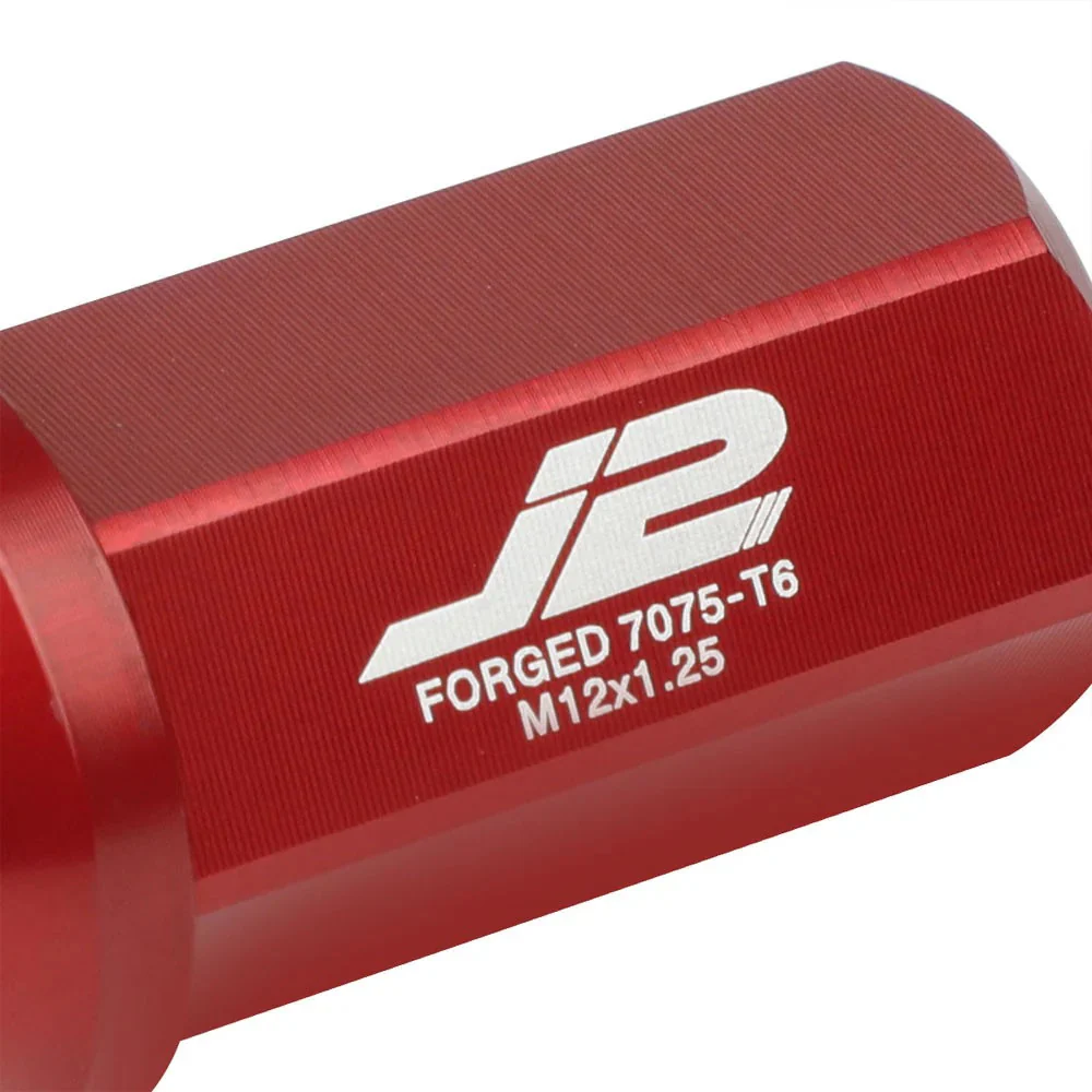 J2 Engineering Lug Nuts (M12 x 1.25) 20 Piece Set With Open End - Black / Blue / Red - Image 4