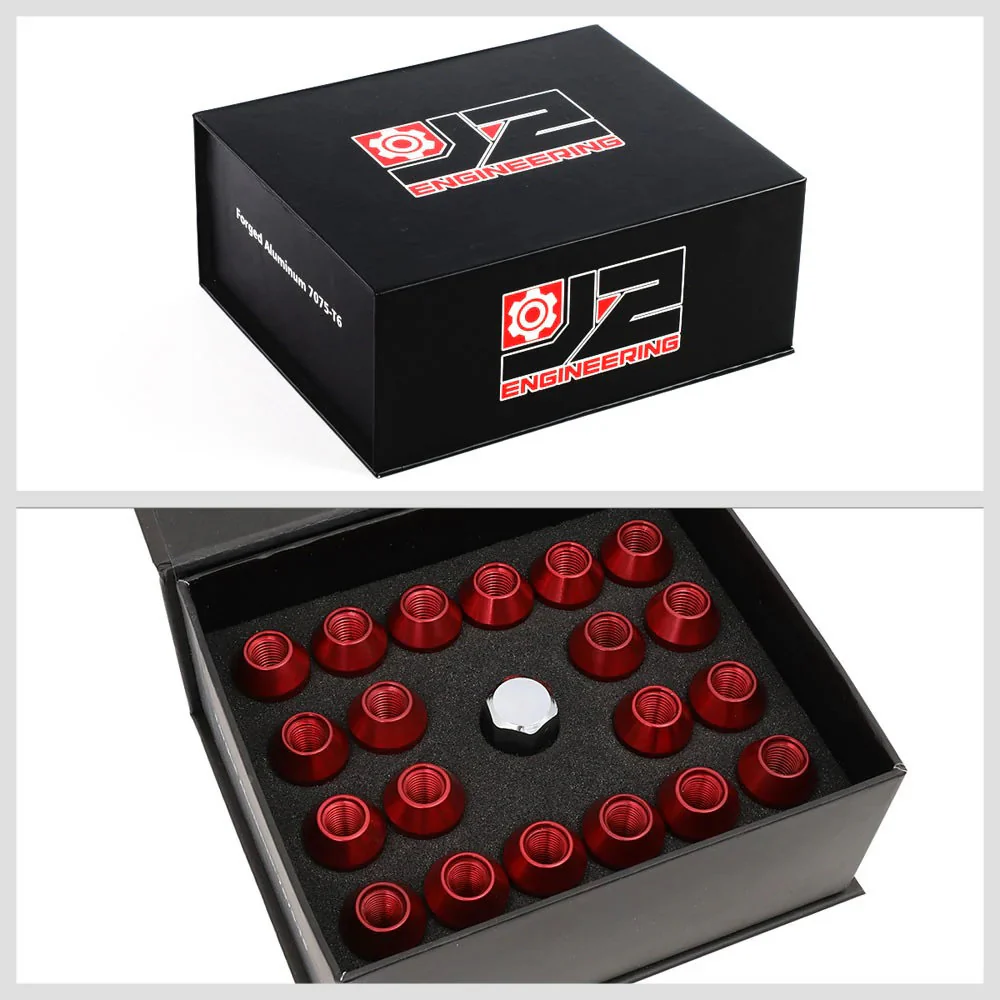J2 Engineering Spiked Lug Nuts (M12 x 1.25) 20 Piece Set With Open Spline End - Black / Blue / Red - Image 12