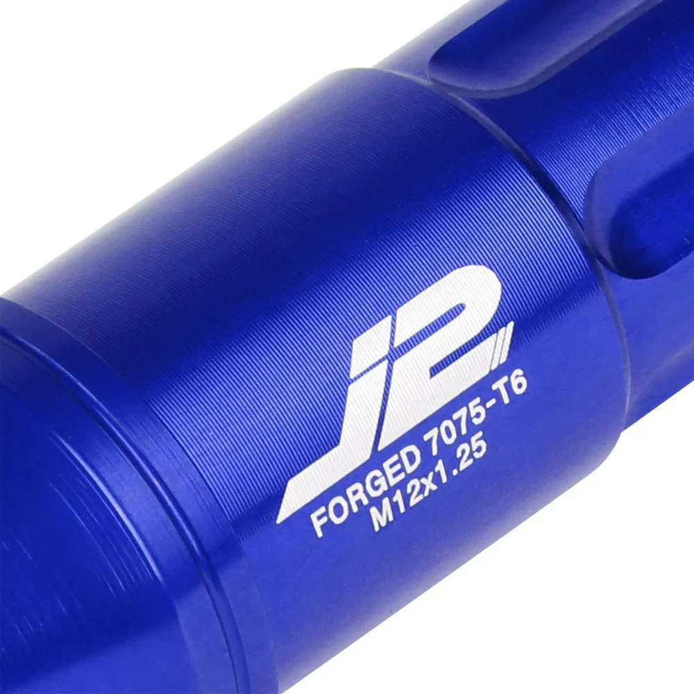 J2 Engineering Spiked Lug Nuts (M12 x 1.25) 20 Piece Set With Open Spline End - Black / Blue / Red - Image 4