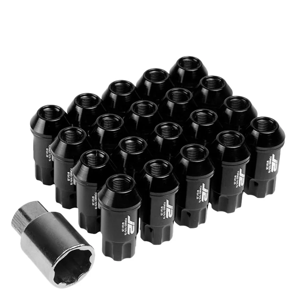 J2 Engineering Spiked Lug Nuts (M12 x 1.25) 20 Piece Set With Open Spline End - Black / Blue / Red - Image 6