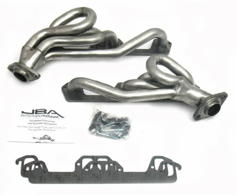 JBA Shorty Headers Dodge Dakota 5.2L V8 (96-02) CARB/Smog Legal 1 1/2" - Stainless or Ceramic