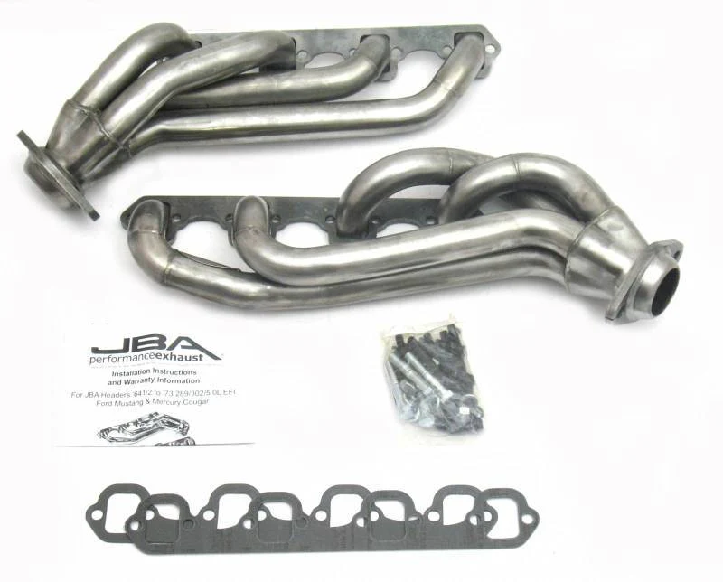 JBA Shorty Headers for Ford Mustang V8 260 / 289 / 302 (65-73) CARB/Smog Legal 1 5/8" Raw Stainless or Silver Ceramic - Image 3