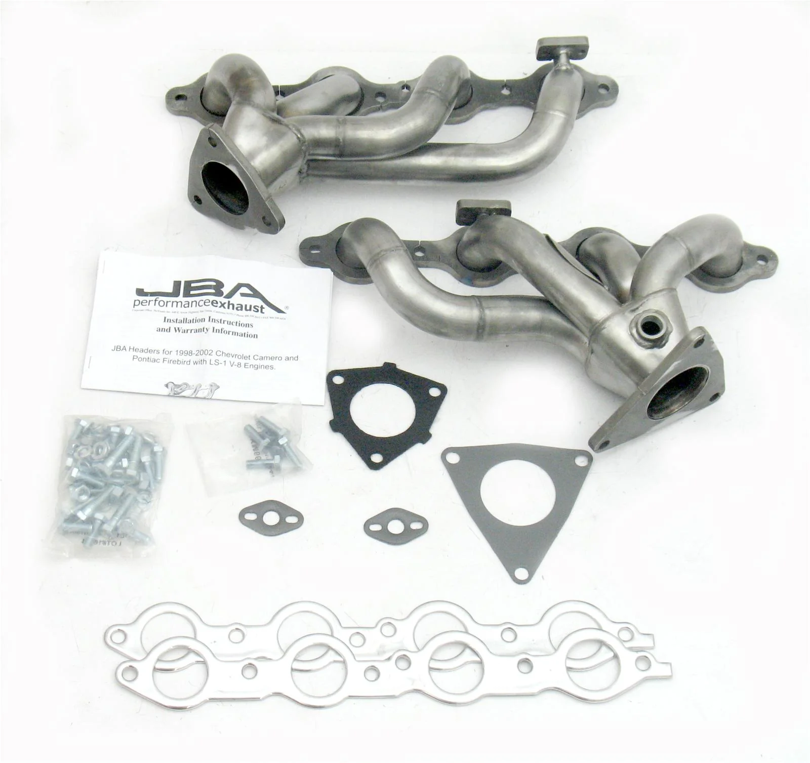 JBA Shorty Headers for Chevy Camaro 5.7 L LS1 (01-02) CARB/Smog Legal 1 5/8" Raw Stainless