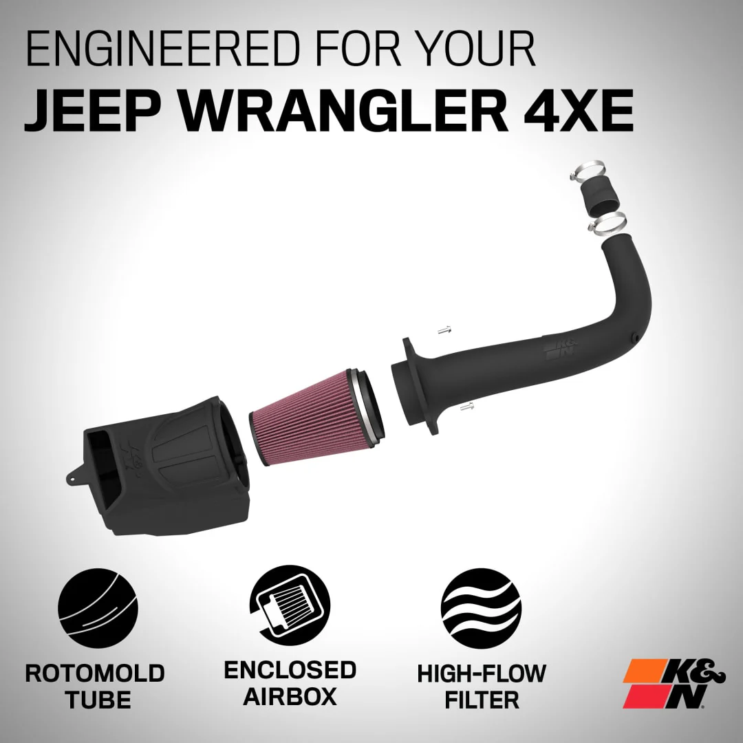 K&N Cold Air Intake Jeep Wrangler 4XE 2.0L Hybrid (2024) [Air Charger Kit] 63-1597 - Image 3