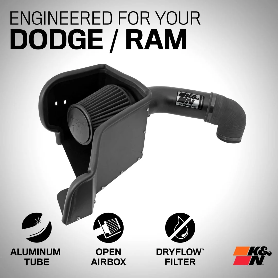 K&N Cold Air Intake Ram 1500 5.7L V8 (11-18) 2500 / 3500 5.7L V8 (13-18) 1500 Classic 5.7L V8 (19-23) [Blackhawk Series] 71-1561 - Image 6