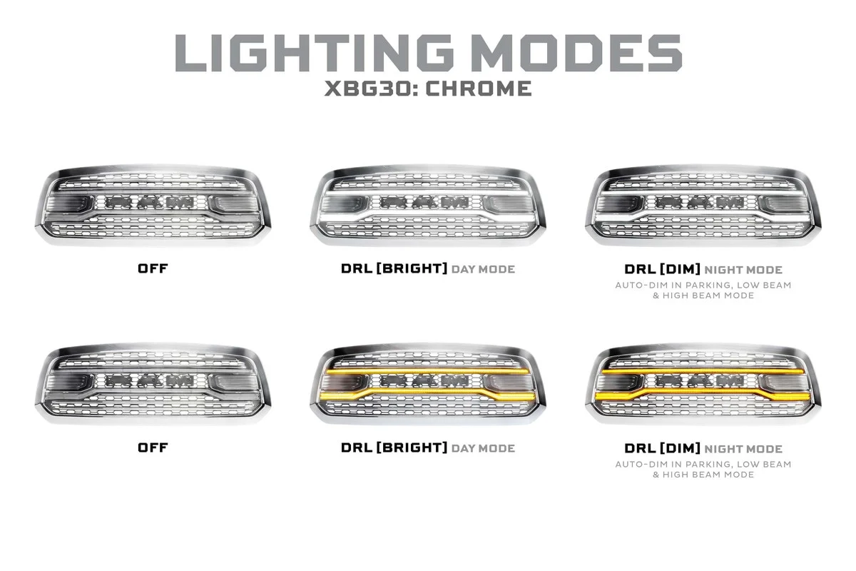 Morimoto DRL Grille for Dodge Ram 1500 (13-18) Ram 1500 Classic (19-24) XBG LED with Chrome or Black Housing - Image 13