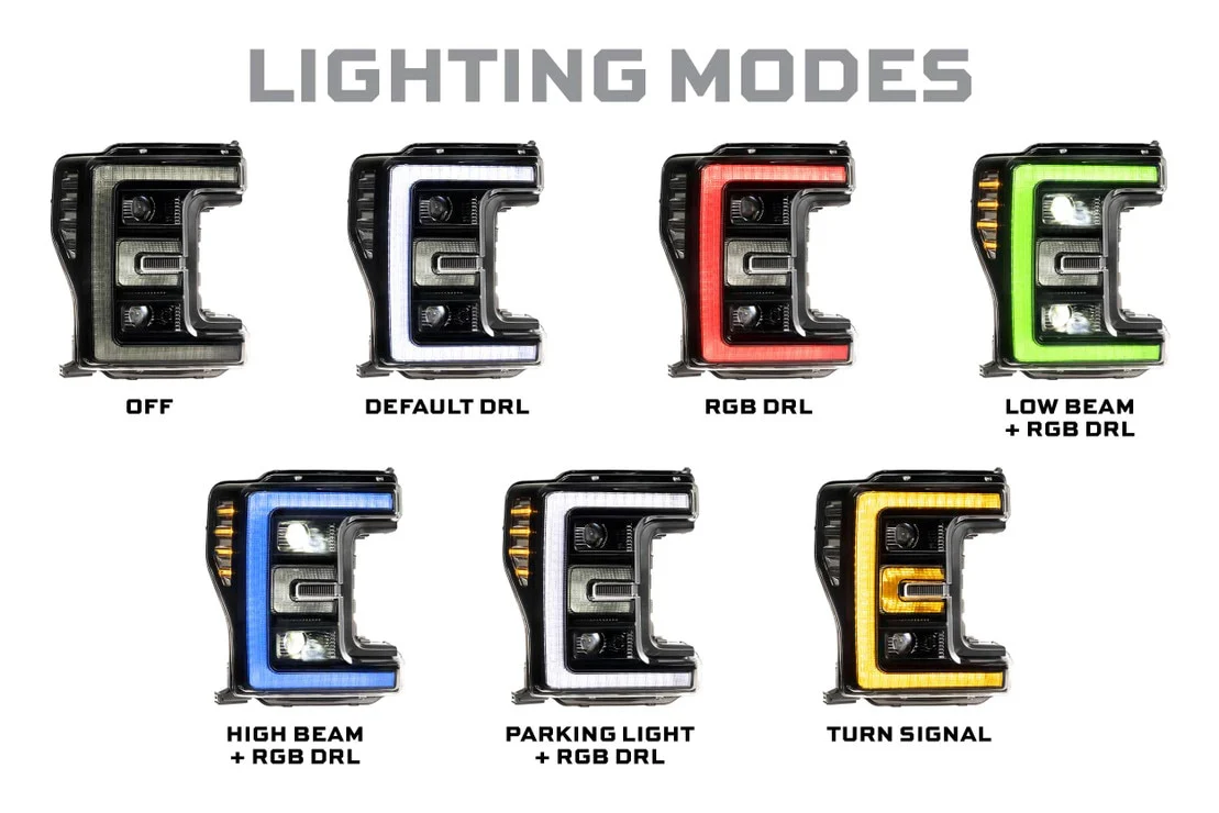Morimoto Projector LED Headlights for Ford F250 F350 F450 Super Duty (2017-2019) with RGB Daytime Running Light - Image 4