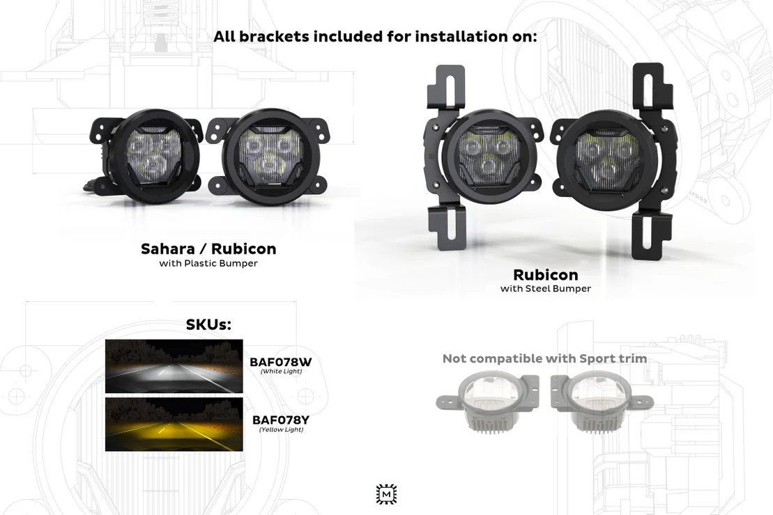 Morimoto LED Fog Lights Jeep Wrangler JL (2017-2023) 4Banger - Amber or White - Image 4