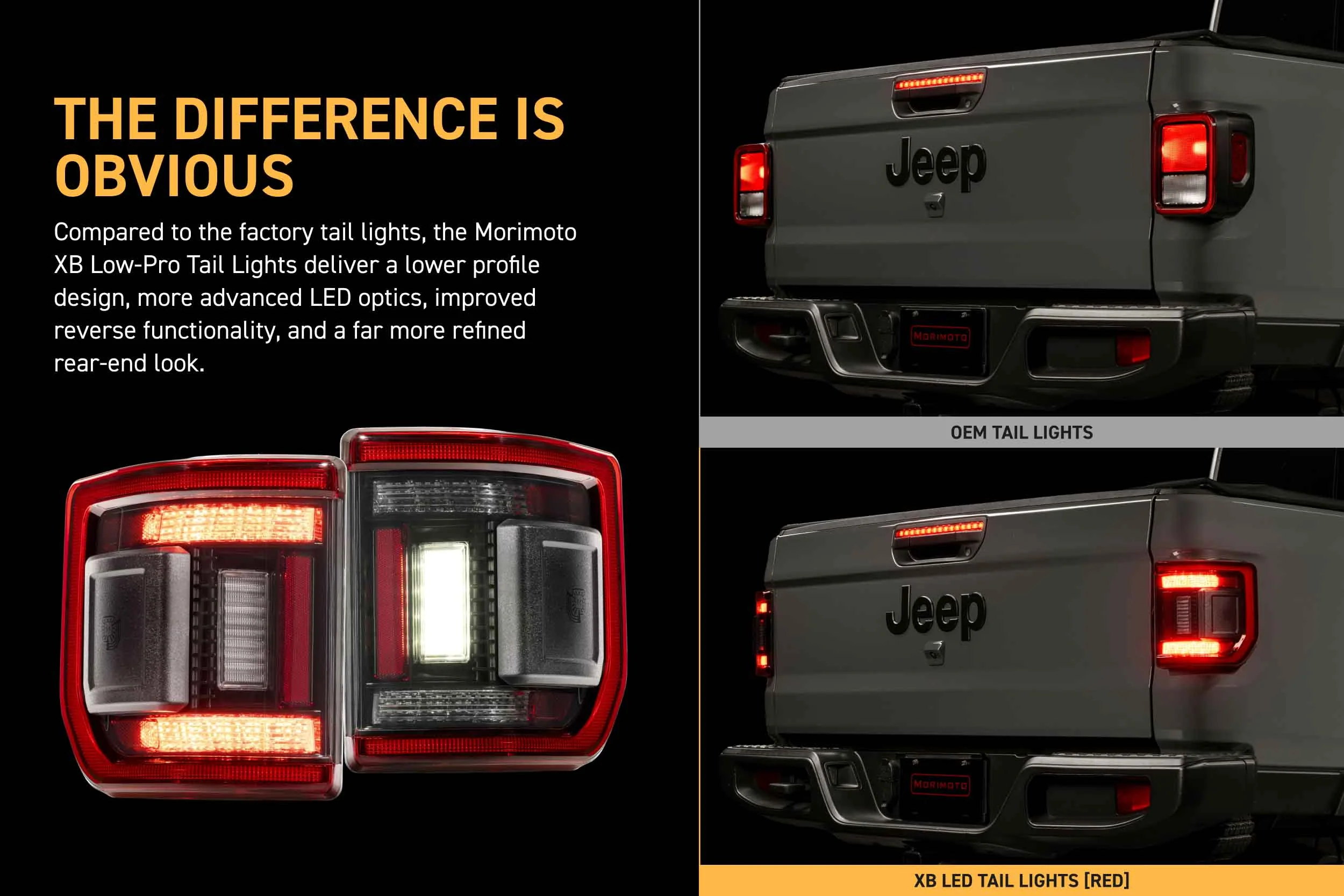 Morimoto Tail Lights for Jeep Gladiator JT (2020-2026) XB LED Low Profile with Red or Smoked Lens - Image 5