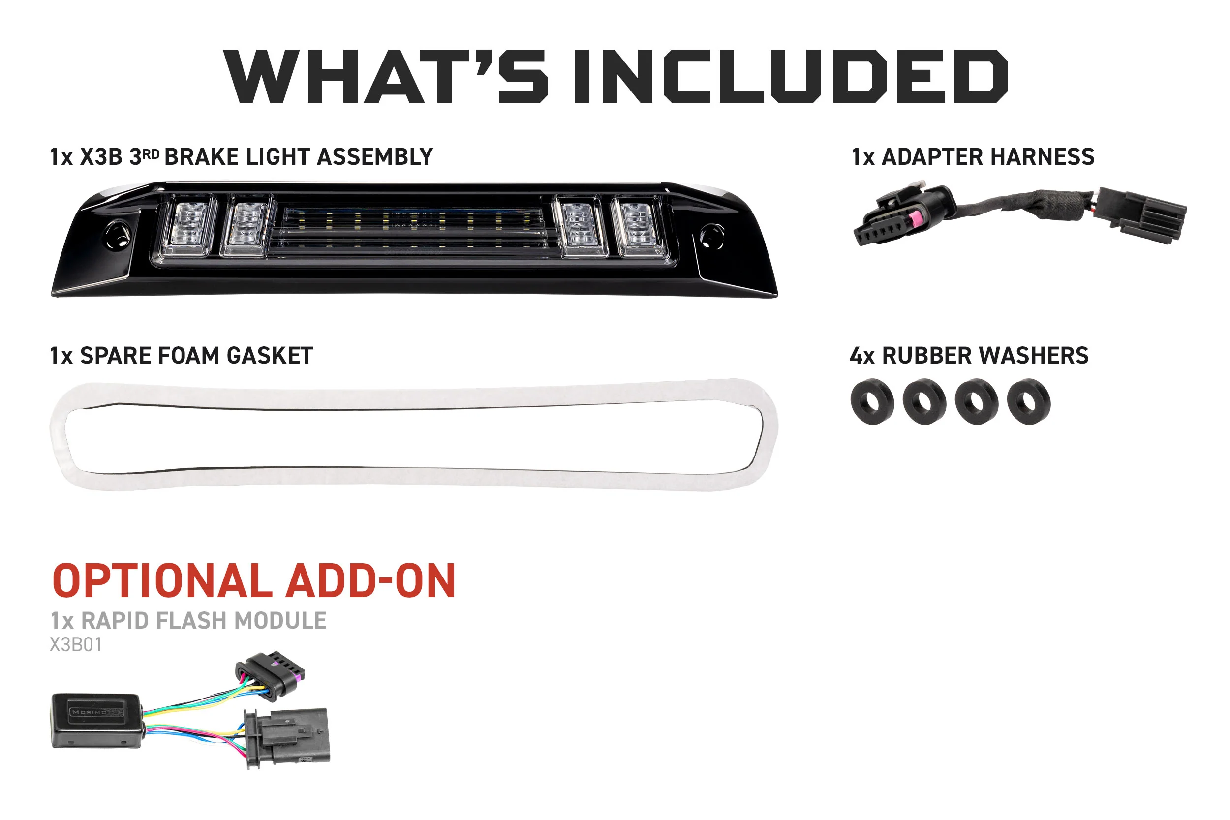 Morimoto LED Third Brake Light for Ram 1500 (2019-2026) X3B 3D Red Optics X3B65 - Image 3