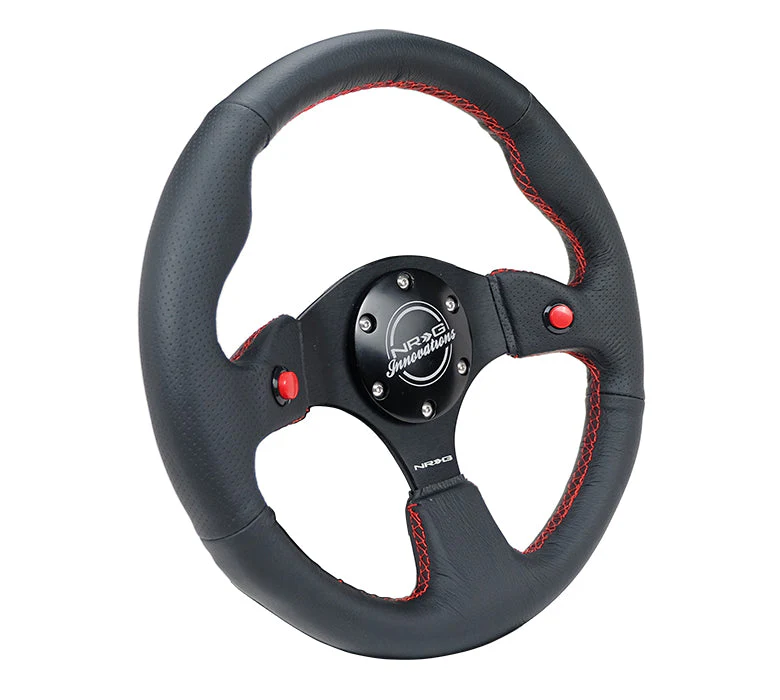 NRG Steering Wheel with Dual Horn Buttons (Leather or Suede - 320mm Reinforced) RST-007 - Image 2