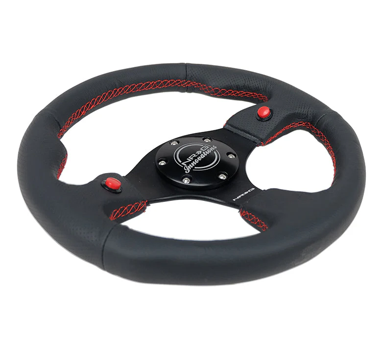 NRG Steering Wheel with Dual Horn Buttons (Leather or Suede - 320mm Reinforced) RST-007 - Image 3