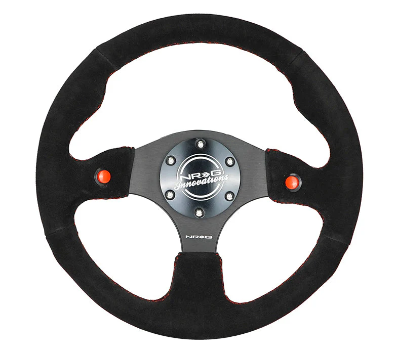 NRG Steering Wheel with Dual Horn Buttons (Leather or Suede - 320mm Reinforced) RST-007 - Image 4
