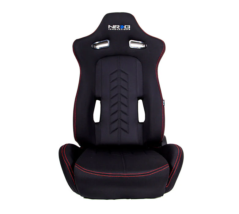 NRG Racing Reclinable Racing Seat (Arrow Style) Cloth or Vinyl - Black / Maroon / Grey / Red - Image 3