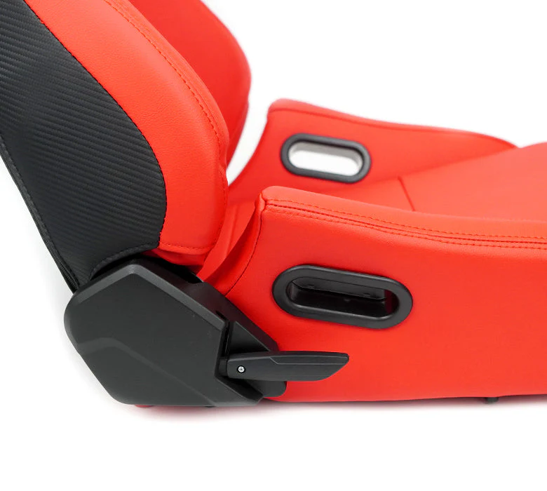 NRG Racing Reclinable Racing Seat (Omega - Vinyl Leather) Pair - Black or Red RSC-750 - Image 11