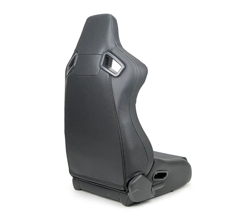 NRG Racing Reclinable Racing Seat (Omega - Vinyl Leather) Pair - Black or Red RSC-750 - Image 4