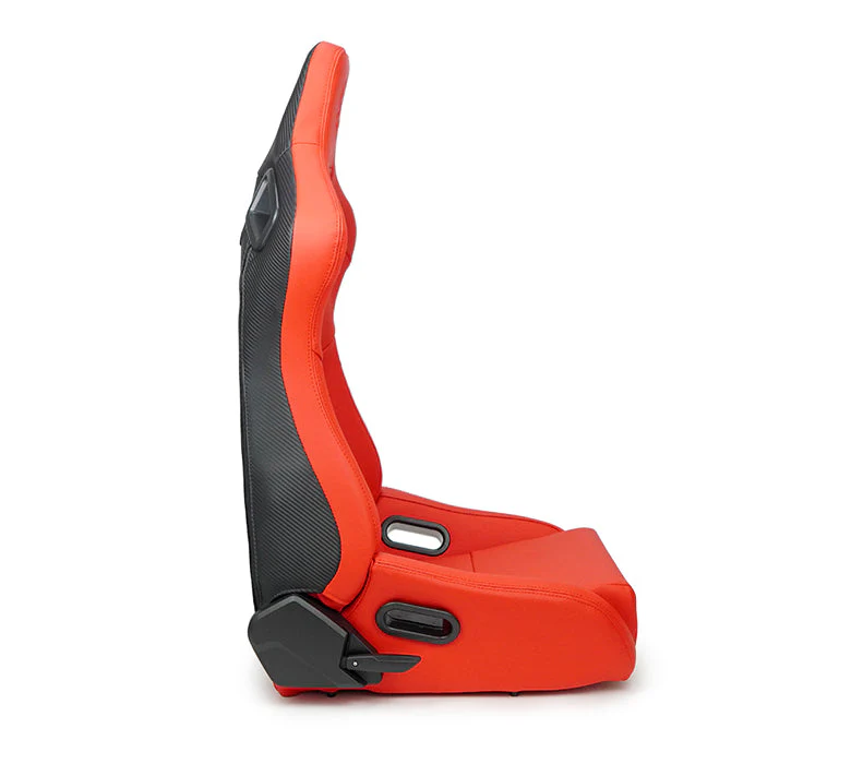 NRG Racing Reclinable Racing Seat (Omega - Vinyl Leather) Pair - Black or Red RSC-750 - Image 9